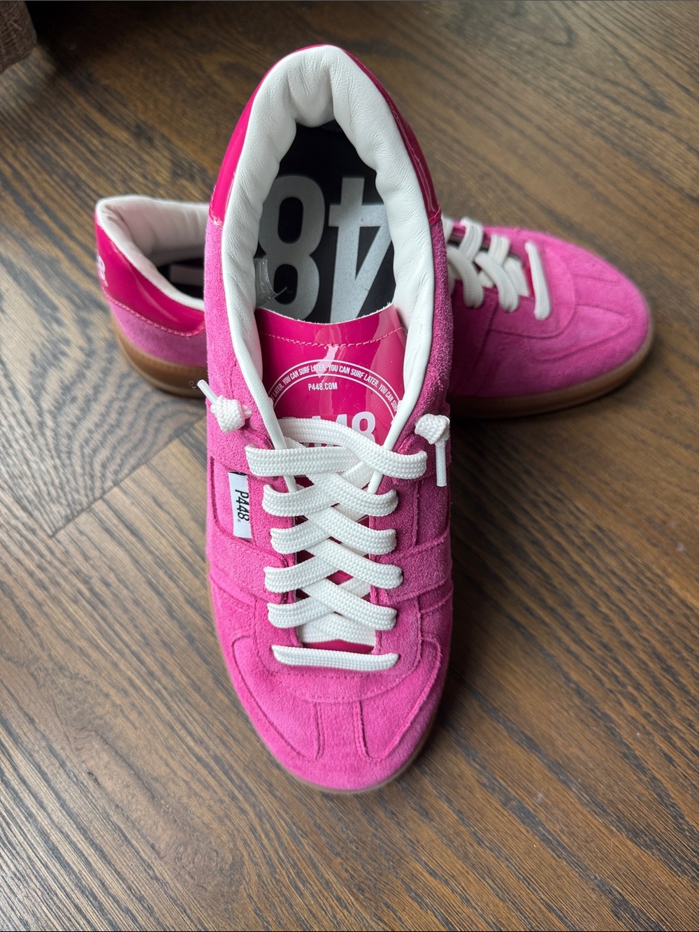 P448 Women's Hot Pink Suede Lace-Up Sneakers